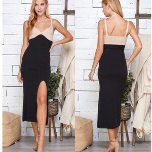 Voge Boutique NWT two tone bodycon midi sweater knit dress size L
